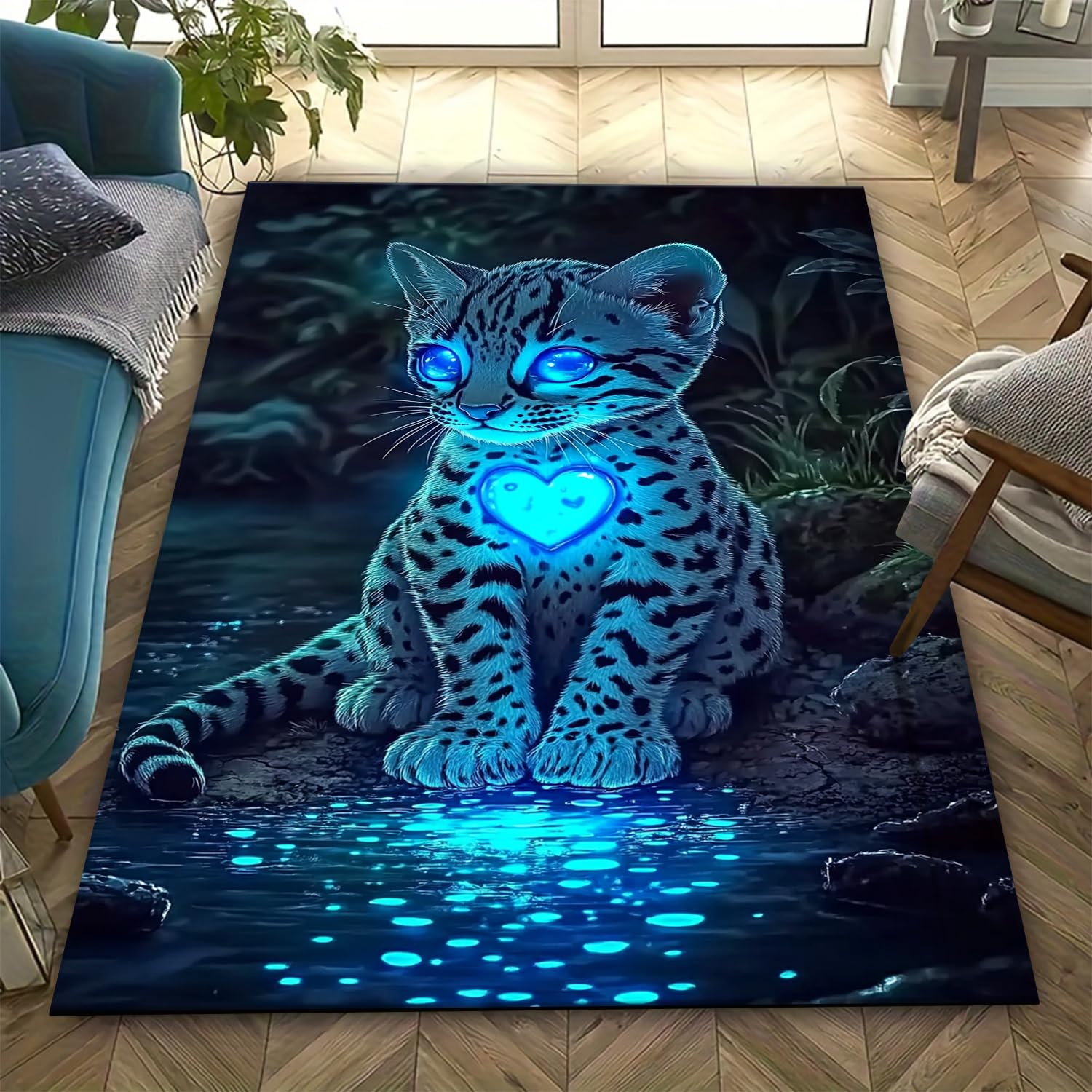 Tapis de sol antidérapant léopard imprimé 3D avec technologie anti-fatigue pour votre canapé