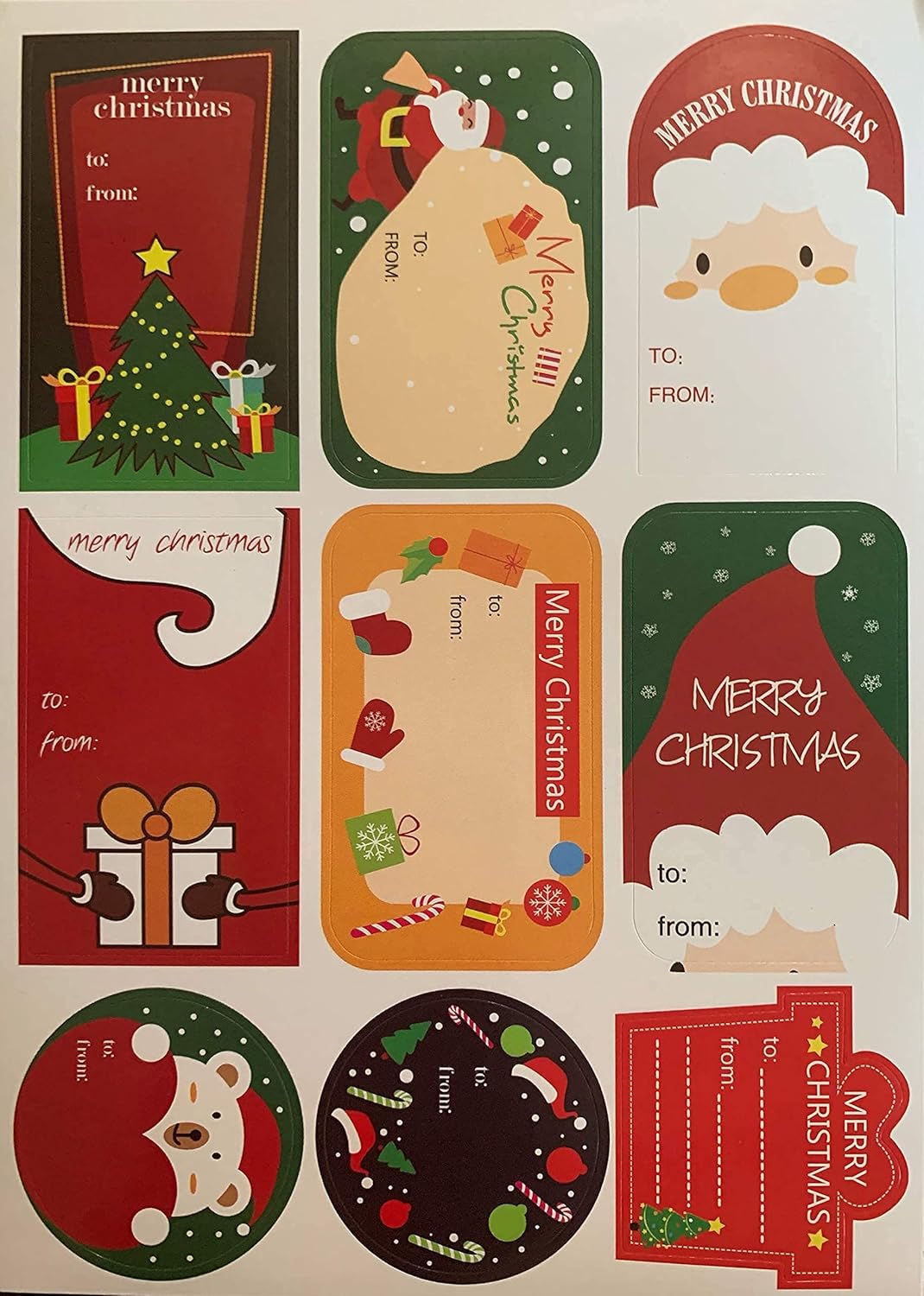 108 Individual Self Adhesive Peel Stick Stickers SennTech Assorted Christmas Gift Tag Labels : Health & Household