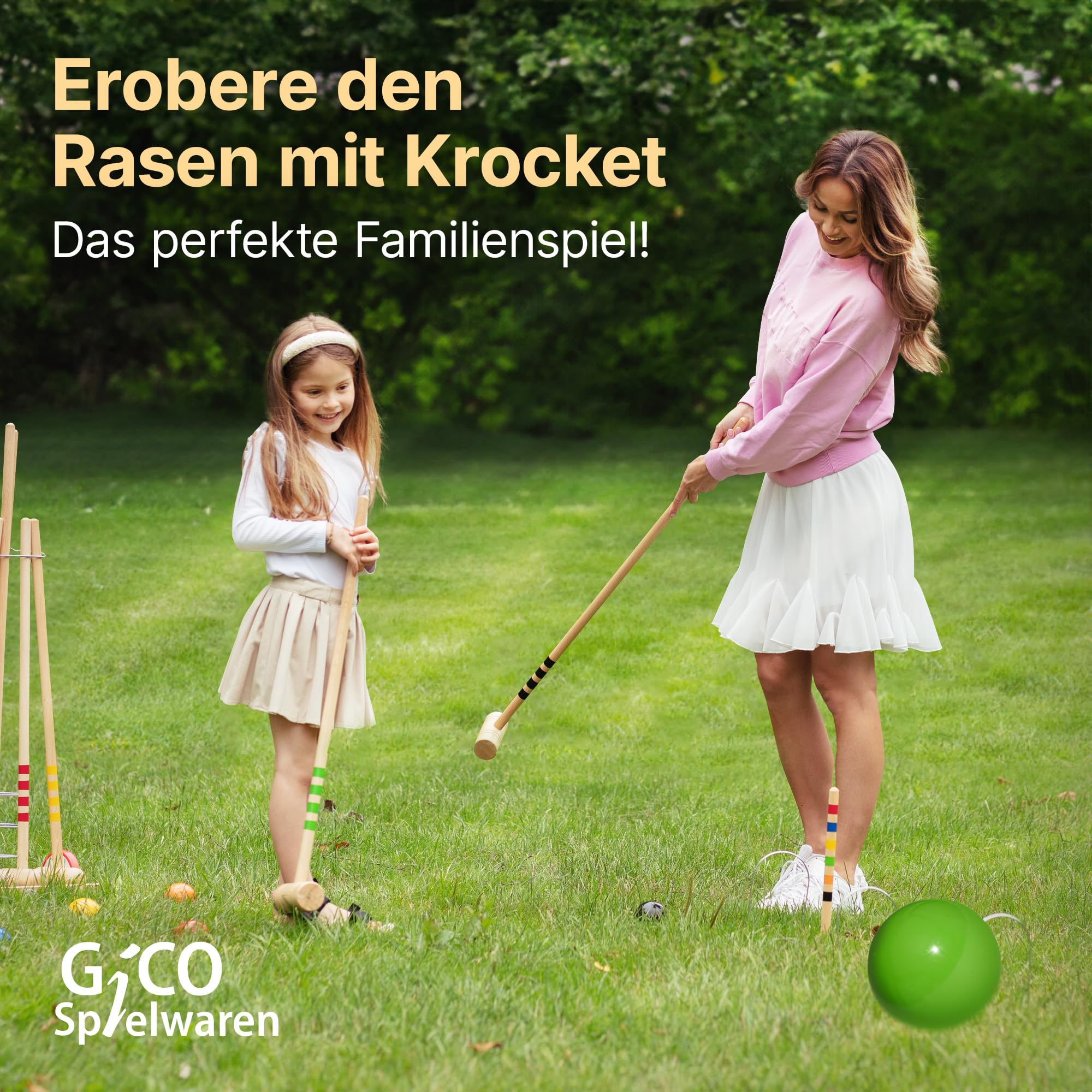 GICO Jeu de Croquet en Chariot Metal 6 Joueurs 100 cm Adultes