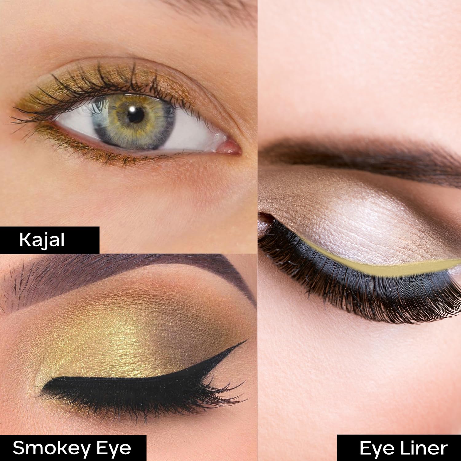 FACESCANADA Ultime Pro Intense Gel Kajal With Smudger & Sharpener - Sand Beige, 1.2 G | 24 Hr Long Stay | Waterproof & Smudgeproof | One Swipe Smooth Application | 3-In-1 Kajal, Eyeliner - Image 6 thumbnail