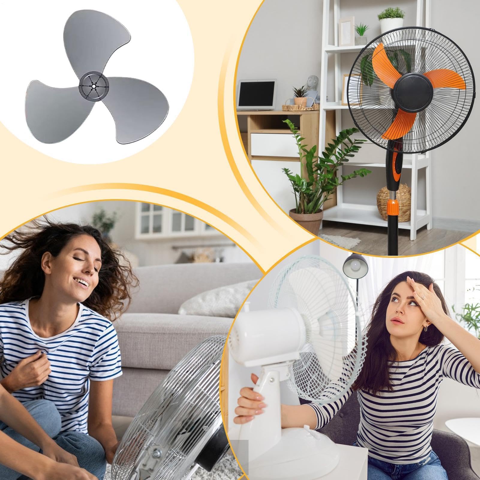 Ersatz-Lüfterblätter – 40 cm, elektrische Universal-Aufsätze, Ersatz für Außenventilator, für Innen- und Außenbereich, Zuhause, Büro, Schreibtisch, Küche, Wohnheim, Garage, Werkstatt, Camping