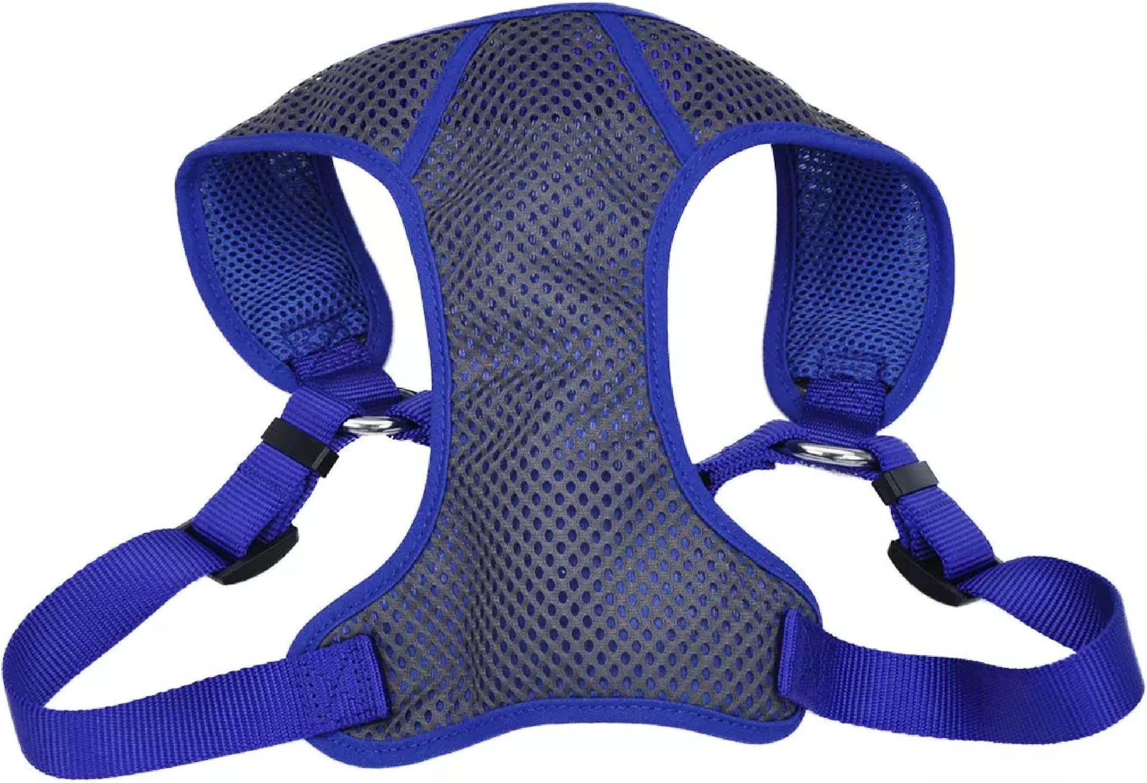 Coastal Pet Comfort Soft Sport Wrap Adjustable Dog Harness - Large & Small Dog Harness - Durable Harness for Dogs with Mesh Chest Pad - Grey with Blue, 5/8" x 16-19"