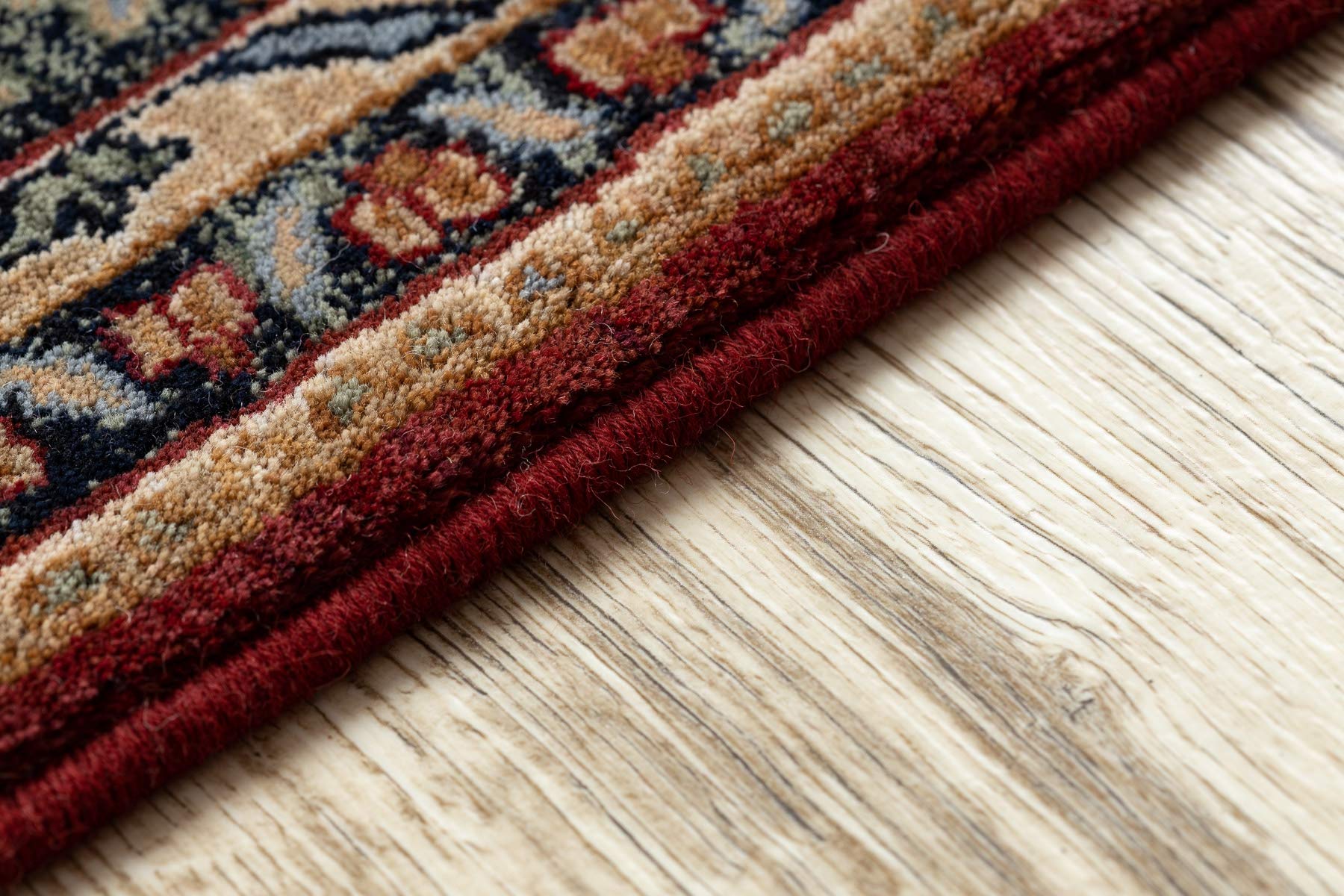 rugsx Tapis en Laine KESHAN Franges, Classique Oriental, Tapis Traditionnel, pour la Chambre, Le Salon, la Chambre à Coucher, de Haute qualité Beige/Bordeaux/Bleu foncé 120x145 cm