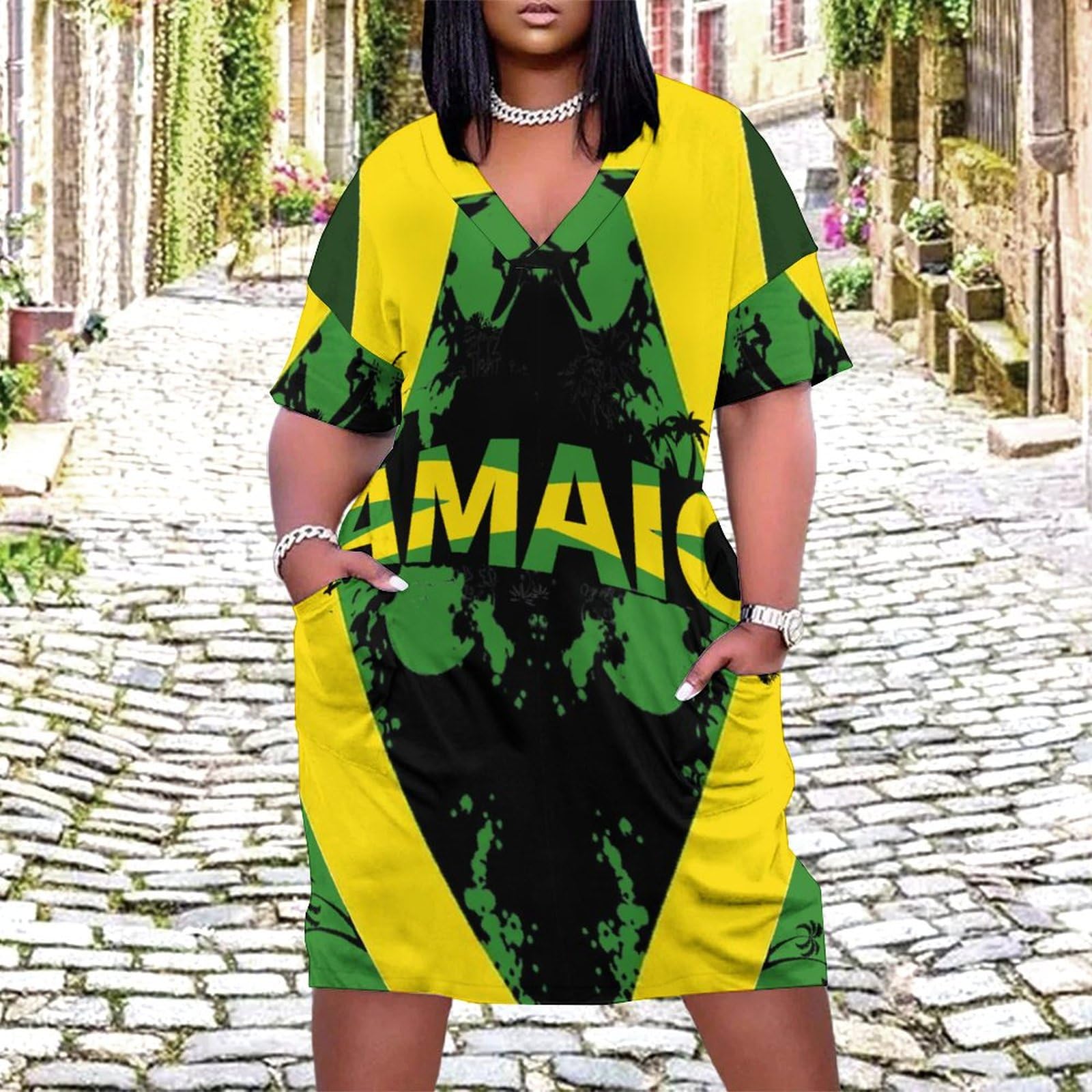 Jamaica Flag Jamaica Flag Womens Summer Maxi Dress Plus Size Striped  Printed Sleeveless with Pockets and Belt 5XL at Amazon Women's Clothing  store