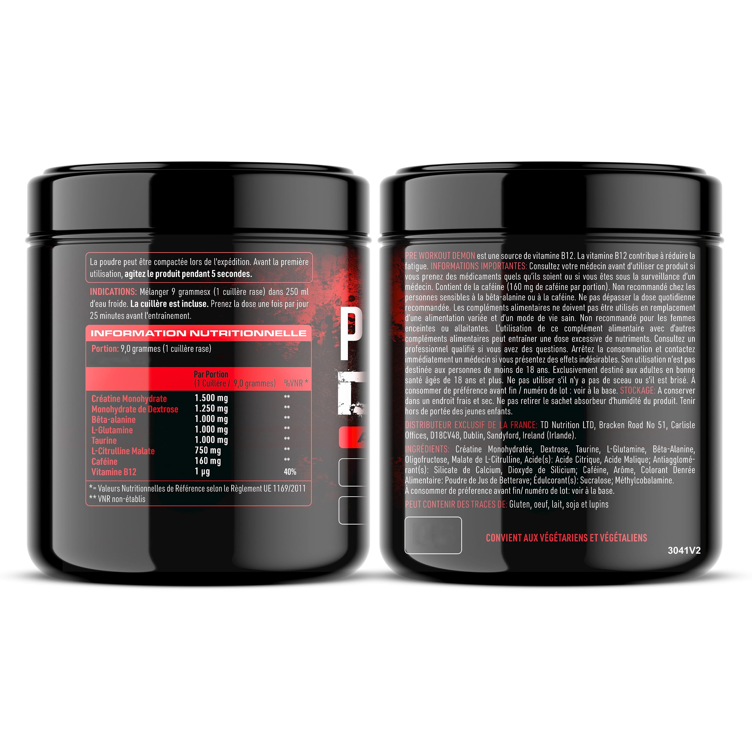 Pre Workout Demon - Complément puissant pré-entrainement avec créatine, caféine, bêta-alanine et glutamine (Fruits Rouges, 720g)