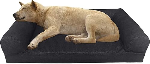 Miniatura 1 de Dogbed4less Sofá cama ortopédica de espuma viscoelástica de gel prémium para mascotas con forro impermeable y funda de lona, tumbona de 47 x 29