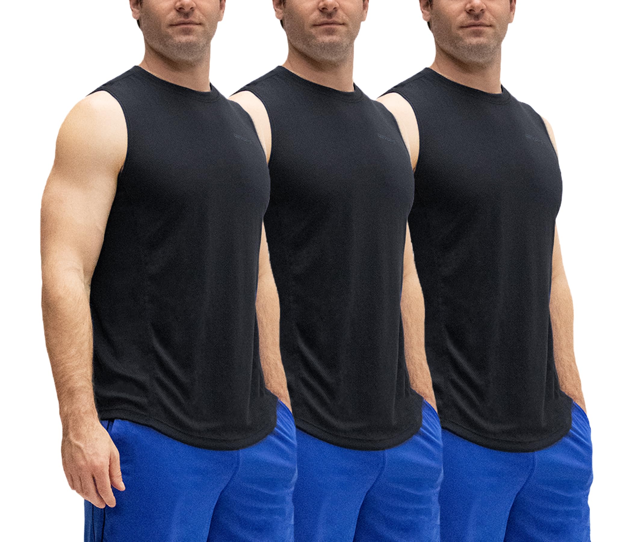 DEVOPS3 Pack Men's Muscle Shirts Sleeveless Dry Fit Gym Workout Tank Top
