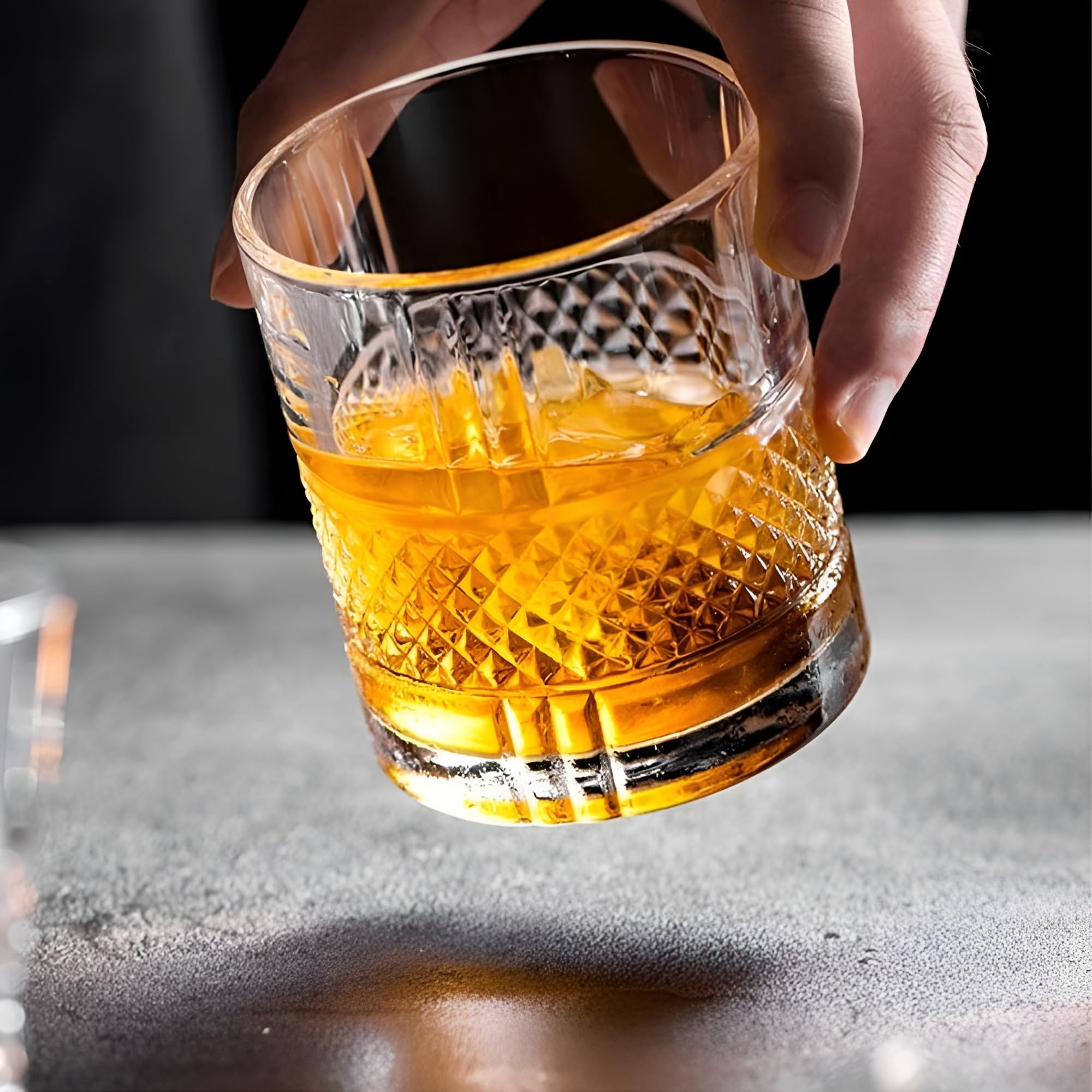 BABALIFINCH Crystal Ring Glassware Set - 250ml Elegance for All Your Beverages Like Juice, Water, Cocktail and More | Pack of 6 3