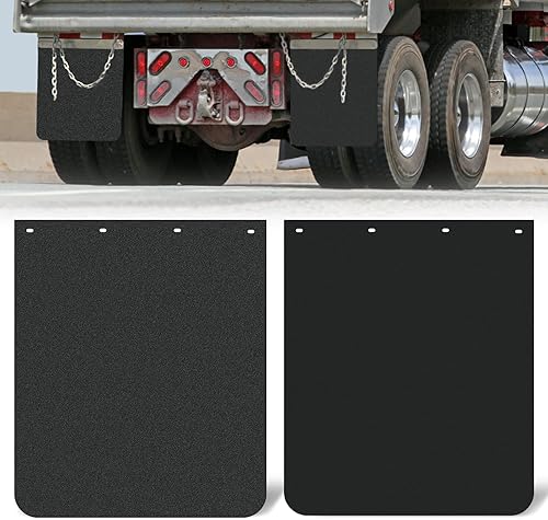iiLentes 2 aletas de fango de polímero resistente de 24 x 30 pulgadas, color negro, protector universal contra salpicaduras para semirremolques,