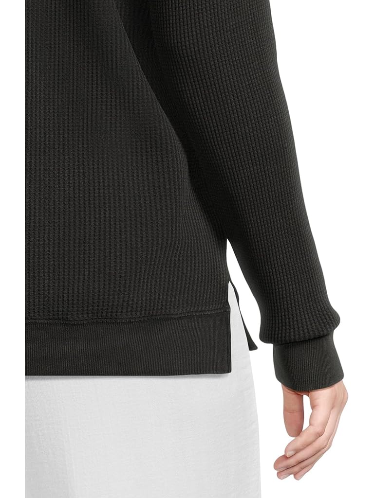 Black Mod-o-doc Long Sleeve Button Front Waffle Cardigan