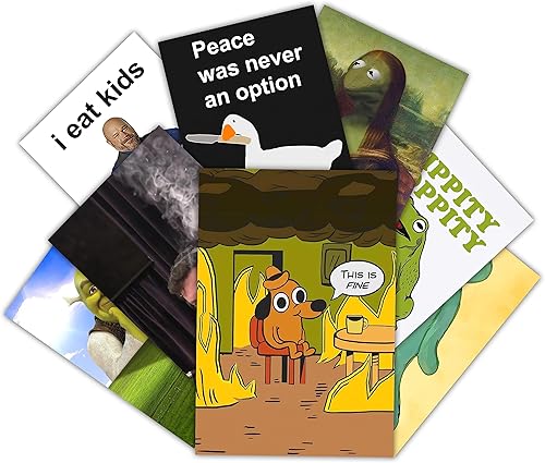 Pounchi Divertidos pósteres de pared con memes (8 piezas) de 11.4 x 16.5 pulgadas, versión sin marco, póster de impresión HD para niños, decoración