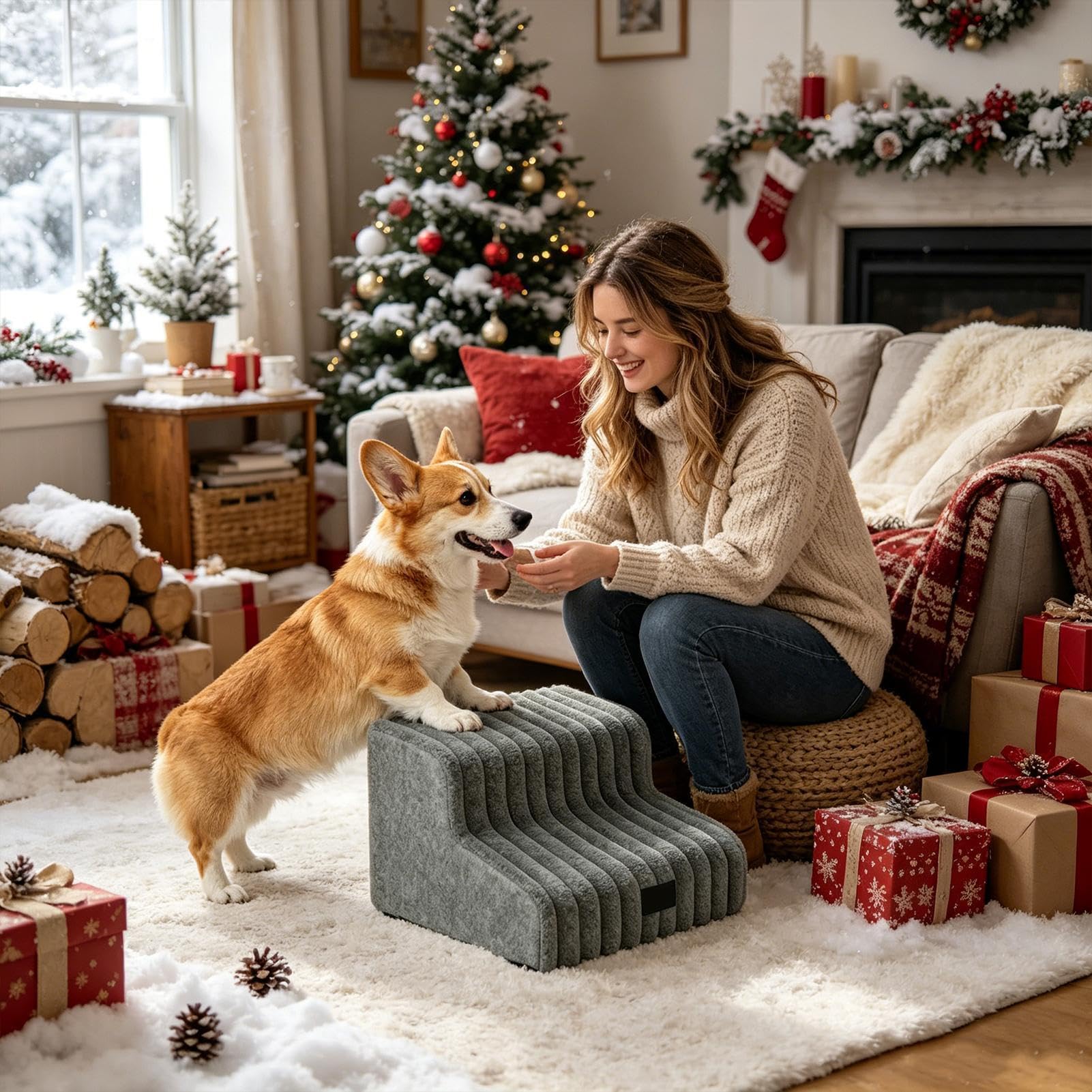 Scale per Animali Domestici Piccola Rampa Rimovibile e Lavabile per Animali | Gradini per Cuccie di Cani per Gatti di Piccola Taglia e Anziani Cuccioli Divano Poltrona Appartamento Balcone, Terraz
