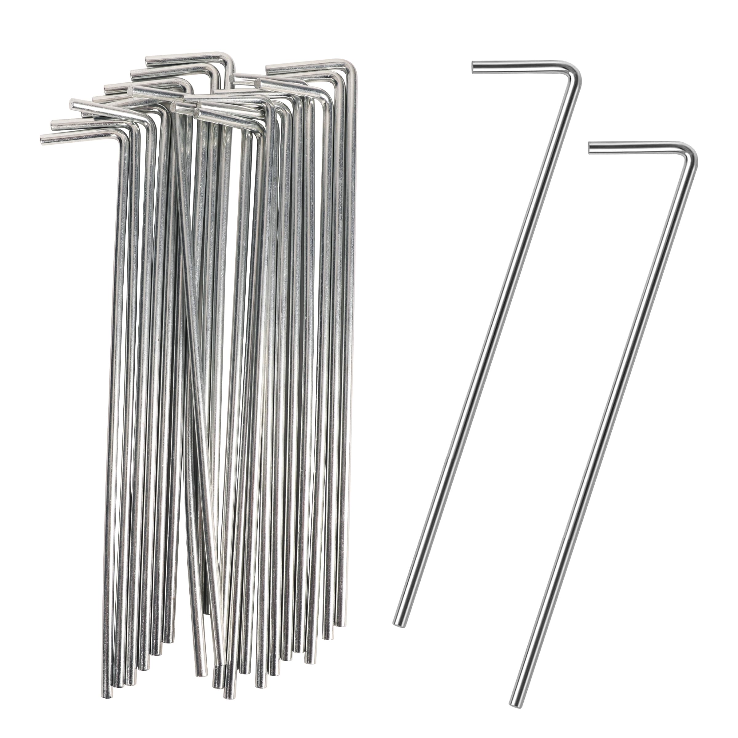 20 Pack 4mmx7.9in Galvanised Heavy Duty Tent Pegs for Camping Gazebo