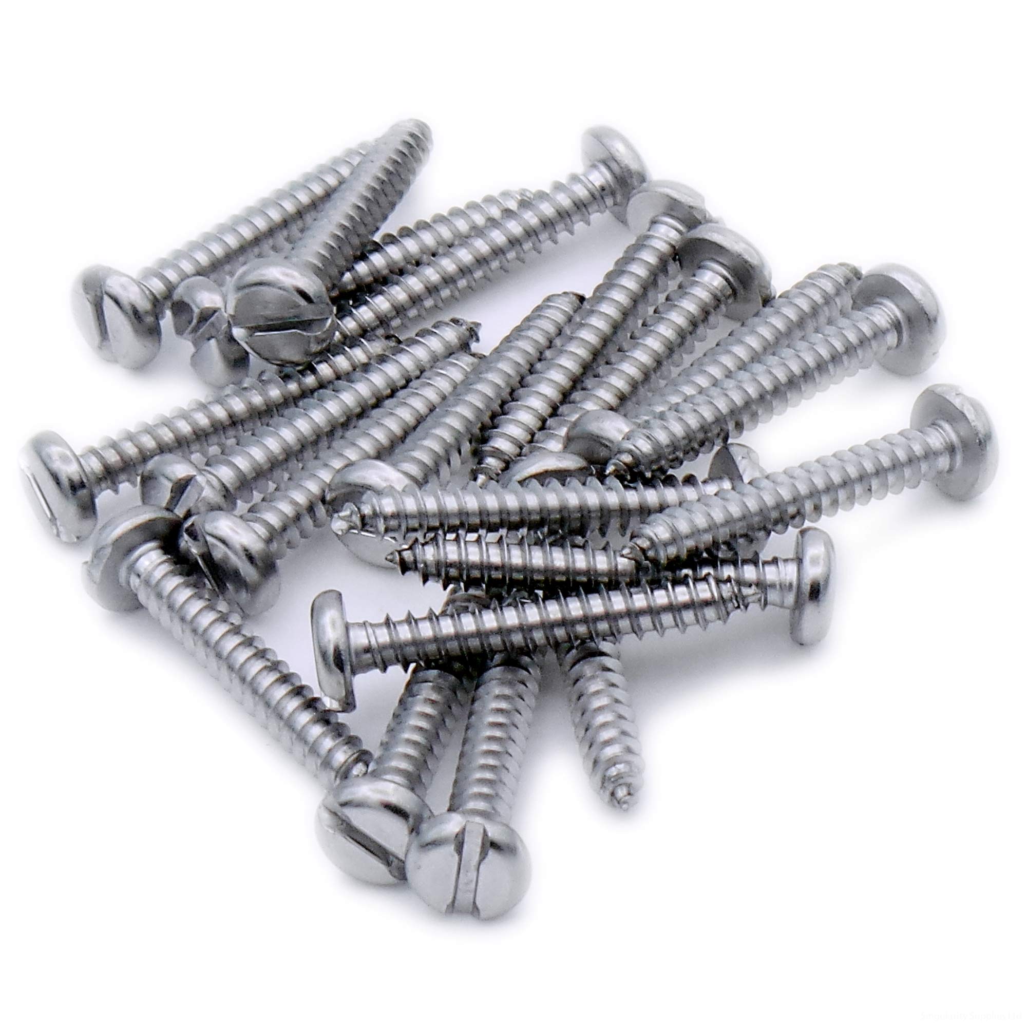 Singularity Supplies Silver No.8 X 0.5 (4.2Mm X 13Mm) Slot Pan Self-Tapping Screw - Stainless Steel (A2) (Pack Of 20)