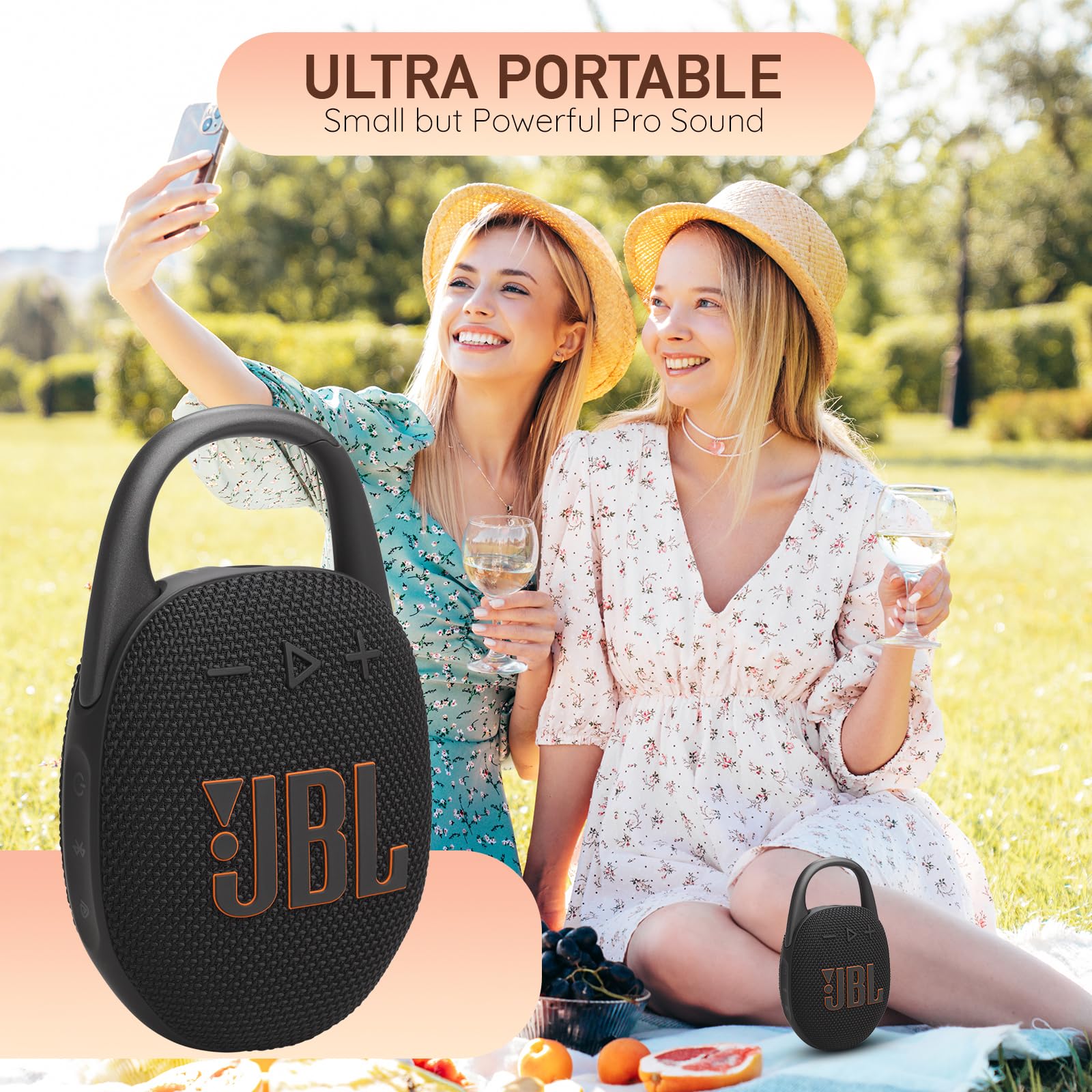 JBL Clip 5 Portable Bluetooth Speaker, IP67 Waterproof & Dustproof, Long-Lasting Battery - Red - Boomph's Comprehensive Ultimate Performance Cloth Solution for Your On-The-Go Sound Experience
