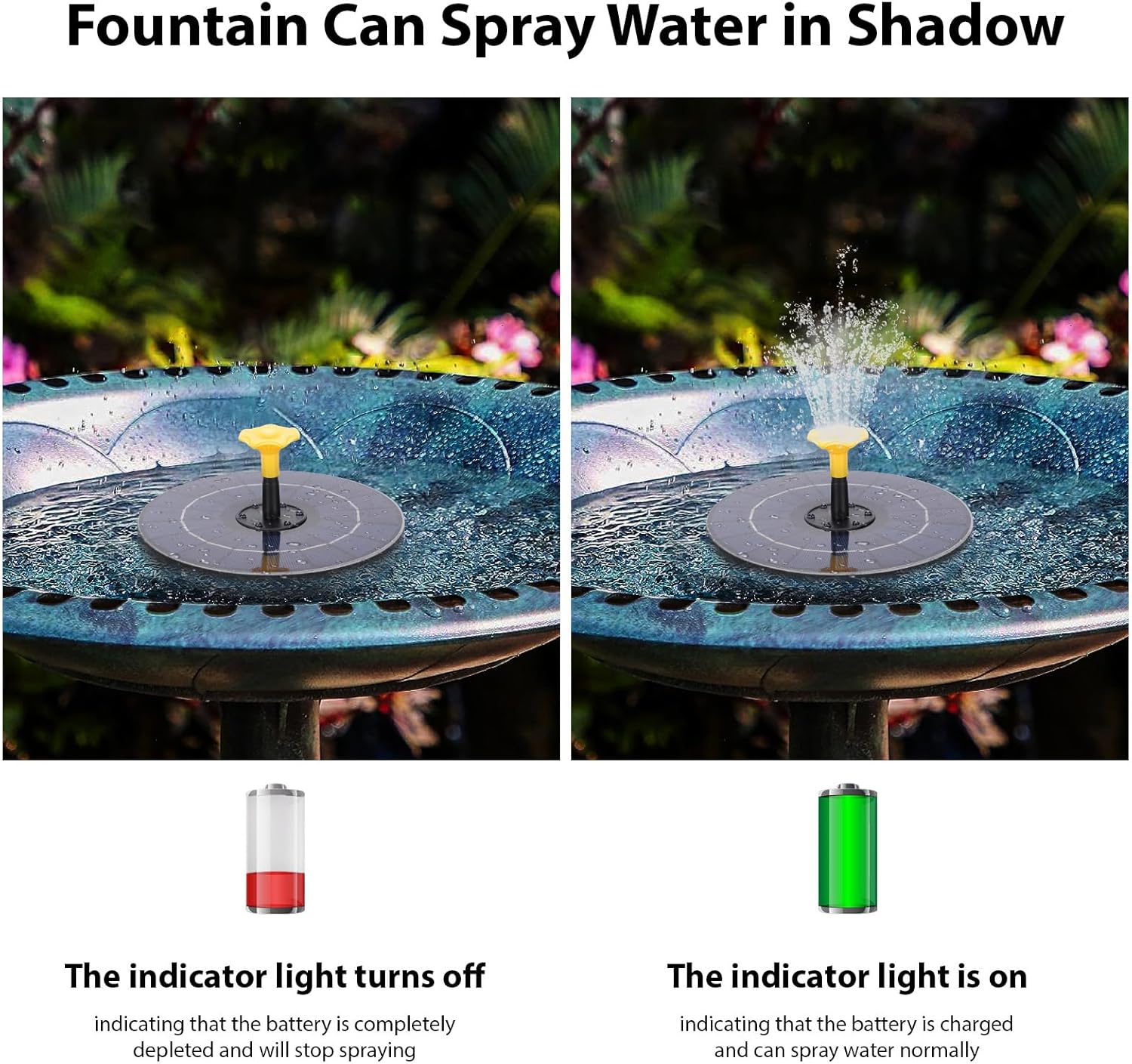 Solar Fountain, Floating Solar Powered Water Fountain Pump Submersible Solar Water Fountain Panel Kit for Outside with Color LED Lights 6 Nozzles 3 Rods for Garden Pond Pool