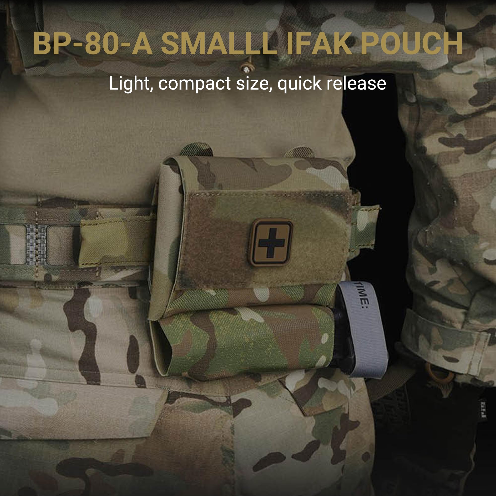 UniPro BP-80-A - Bolsa pequeña para botiquín de primeros auxilios MC, 5.5 x 3.9 x 0.8 pulgadas, compatible con Molle, ligera y portátil, bolsa IFAK para emergencias