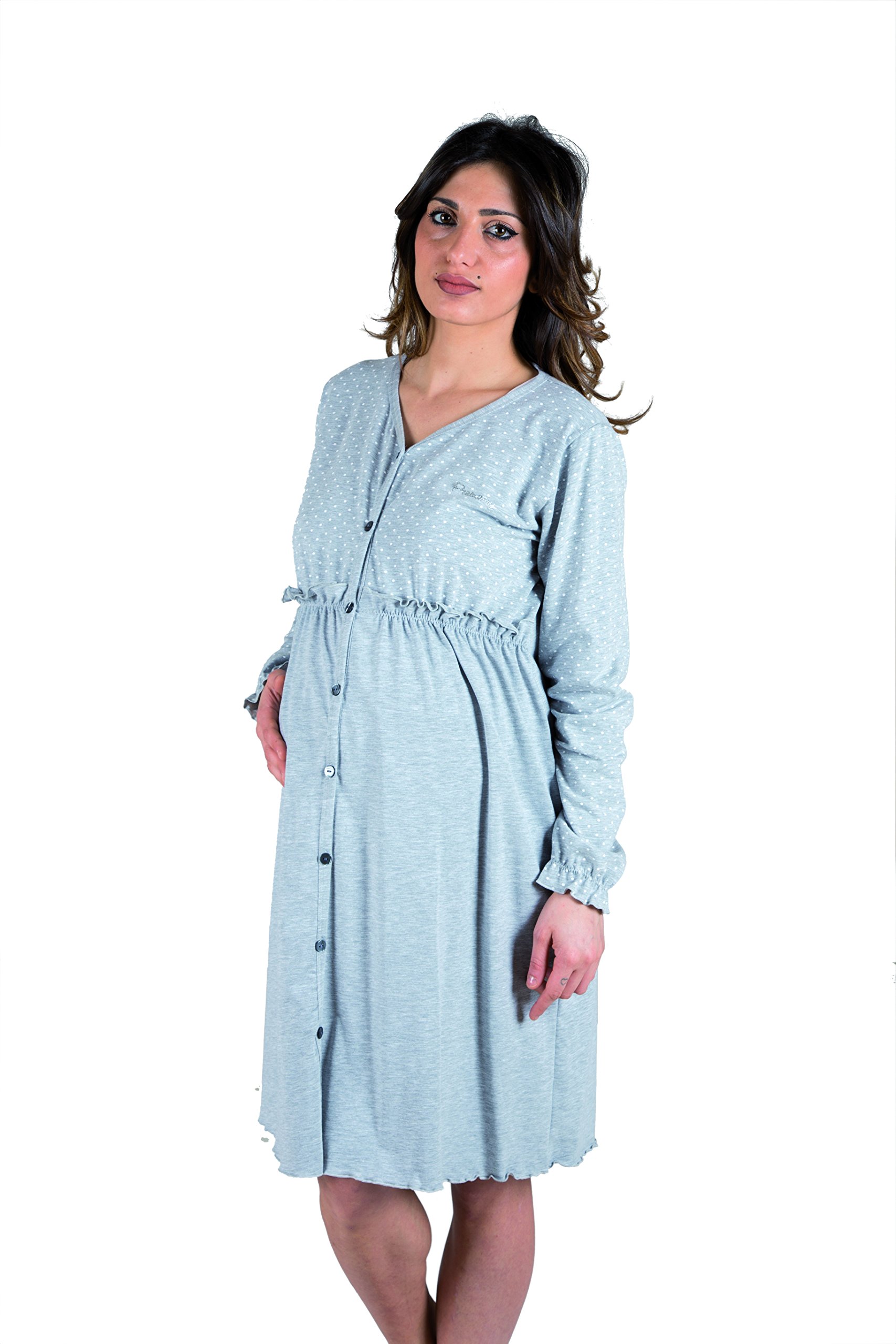 Premamy - Camicia Clinica per Premaman, Modello Aperto Davanti, Cotone bielastico, Pre-Post Parto