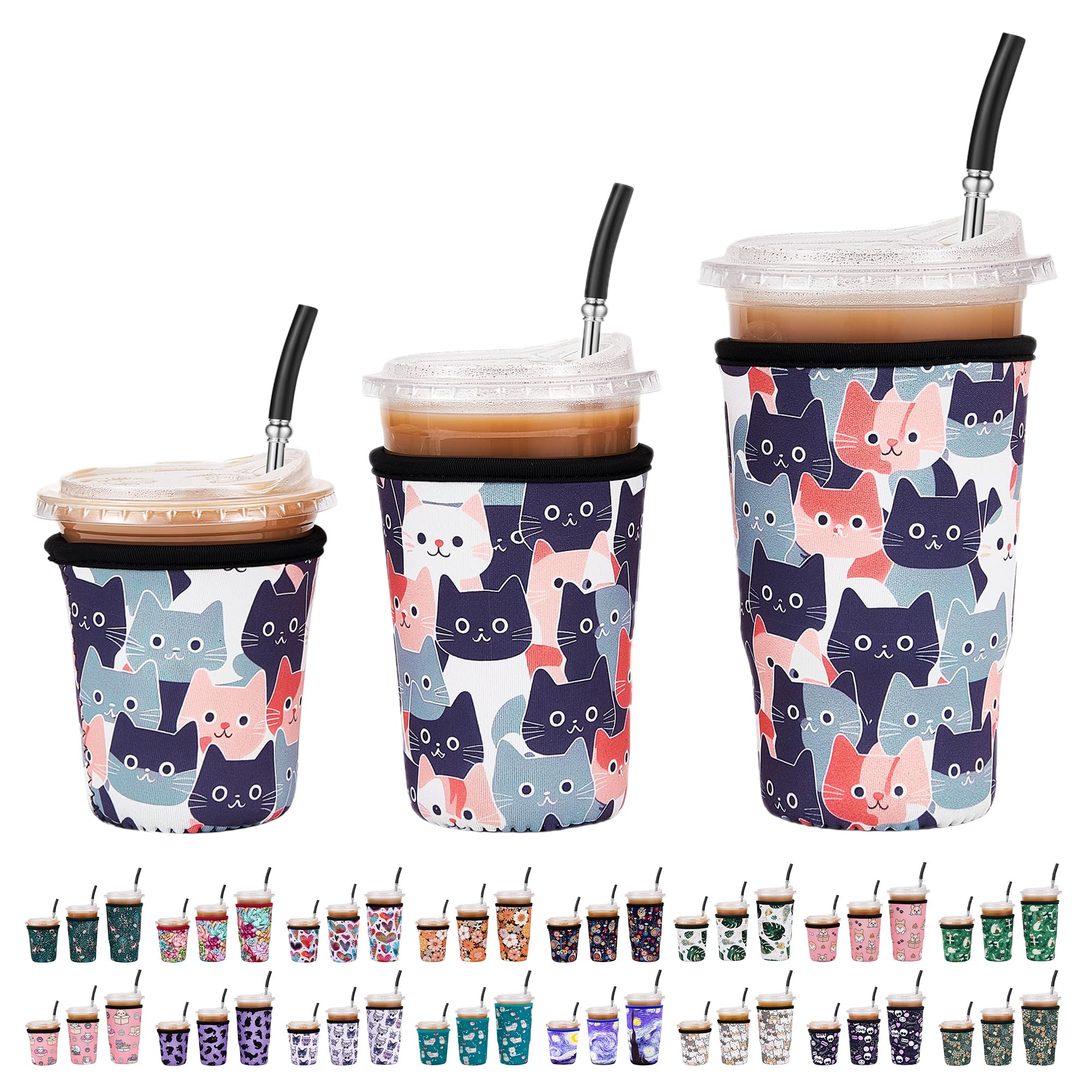 3 Pack Reusable Neoprene Coffee Sleeves - Insulated Cup Holders For 16-32oz Tumblers, Hot & Cold Drinks - View #9
