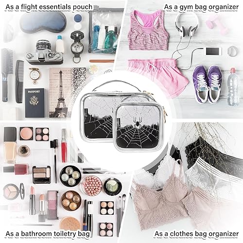 Miniatura 7 de Halloween Spiderweb Clear Toiletry Bag for Traveling,2 Pack Makeup Cosmetic Bag with Zipper,Travel Bag for Toiletries,Travel Essentials 21214424