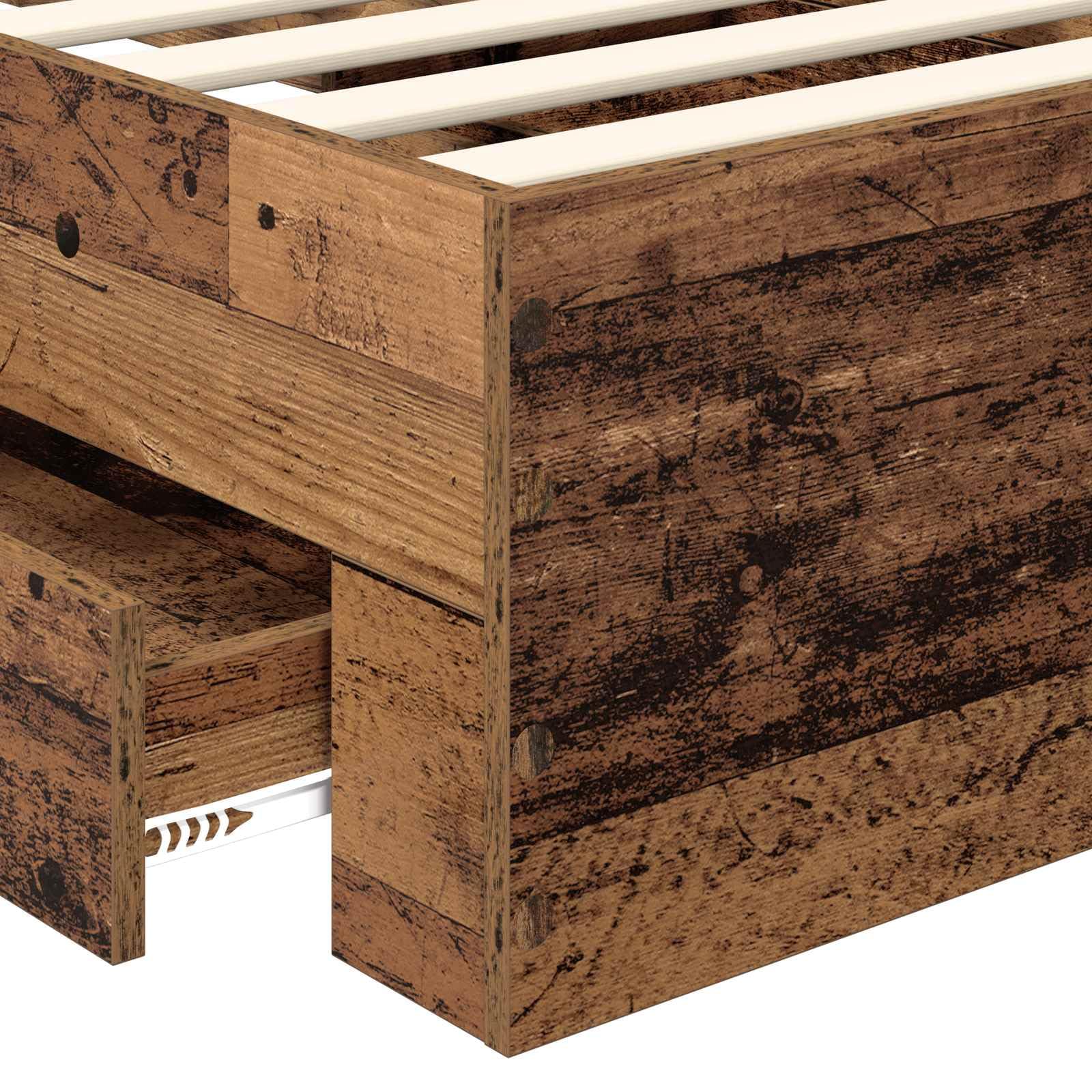 vidaXL Estructura de Cama con cajón con cabecera Madera contrachapada, Diseño de Dormitorio Moderno, soluciones de Almacenamiento, Cama Elegante, área de Descanso útil, Muebles con Estilo