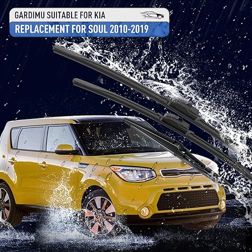 Miniatura 2 de GARDIMU Limpiaparabrisas de repuesto para Kia Soul 2010-2019, 3 piezas de limpiaparabrisas delantero y trasero de automóvil
