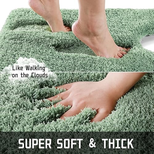Miniatura 3 de Yimobra - Tapete piso de inodoro, contorno U, de microfibra absorbente de agua, antideslizante, afelpado, esponjoso, suave, superpeludo, grueso,