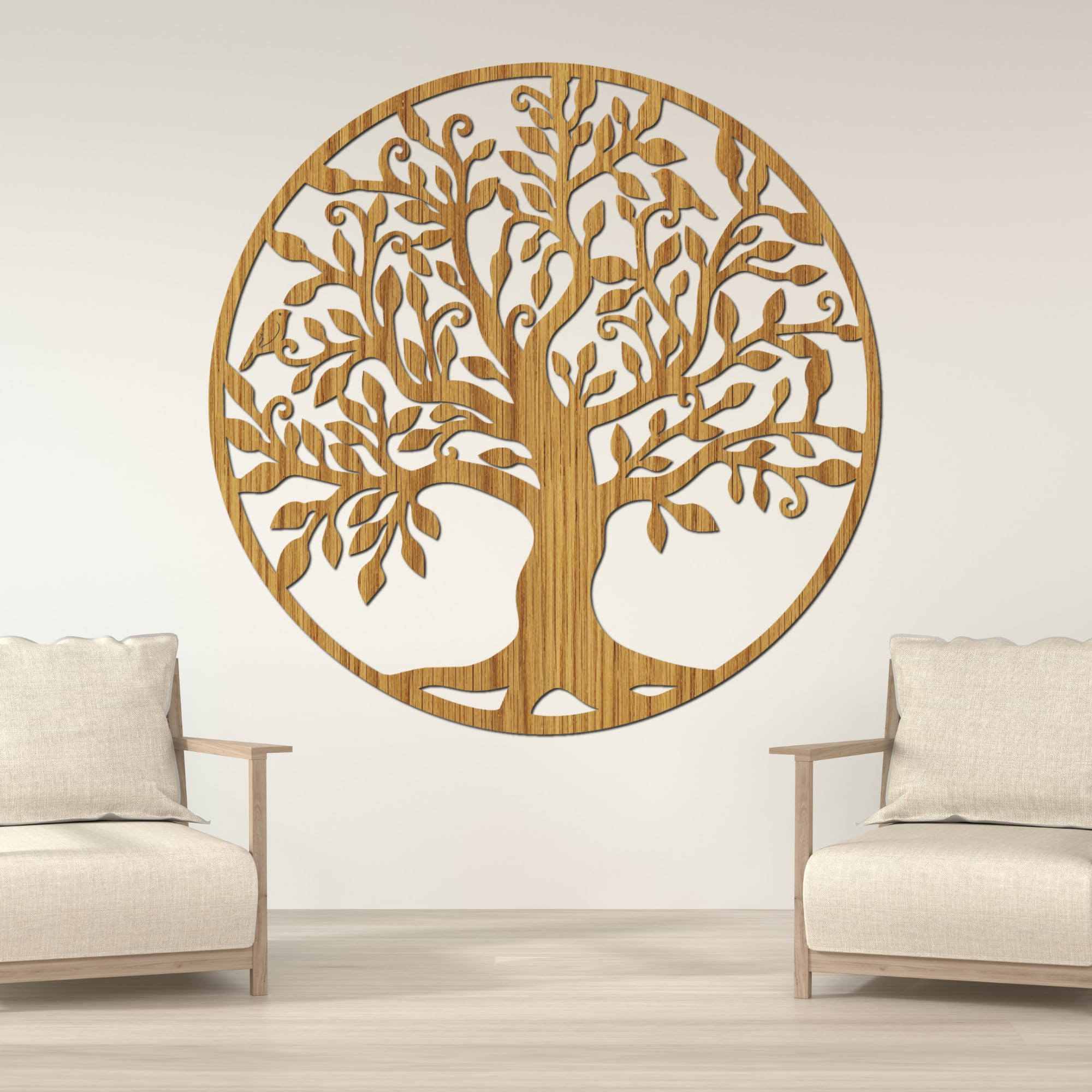 SENTOP HDF0206 Geschnitztes Bild an der Wand aus Holzmaterial für den Innenraum (Eiche, 150 cm)