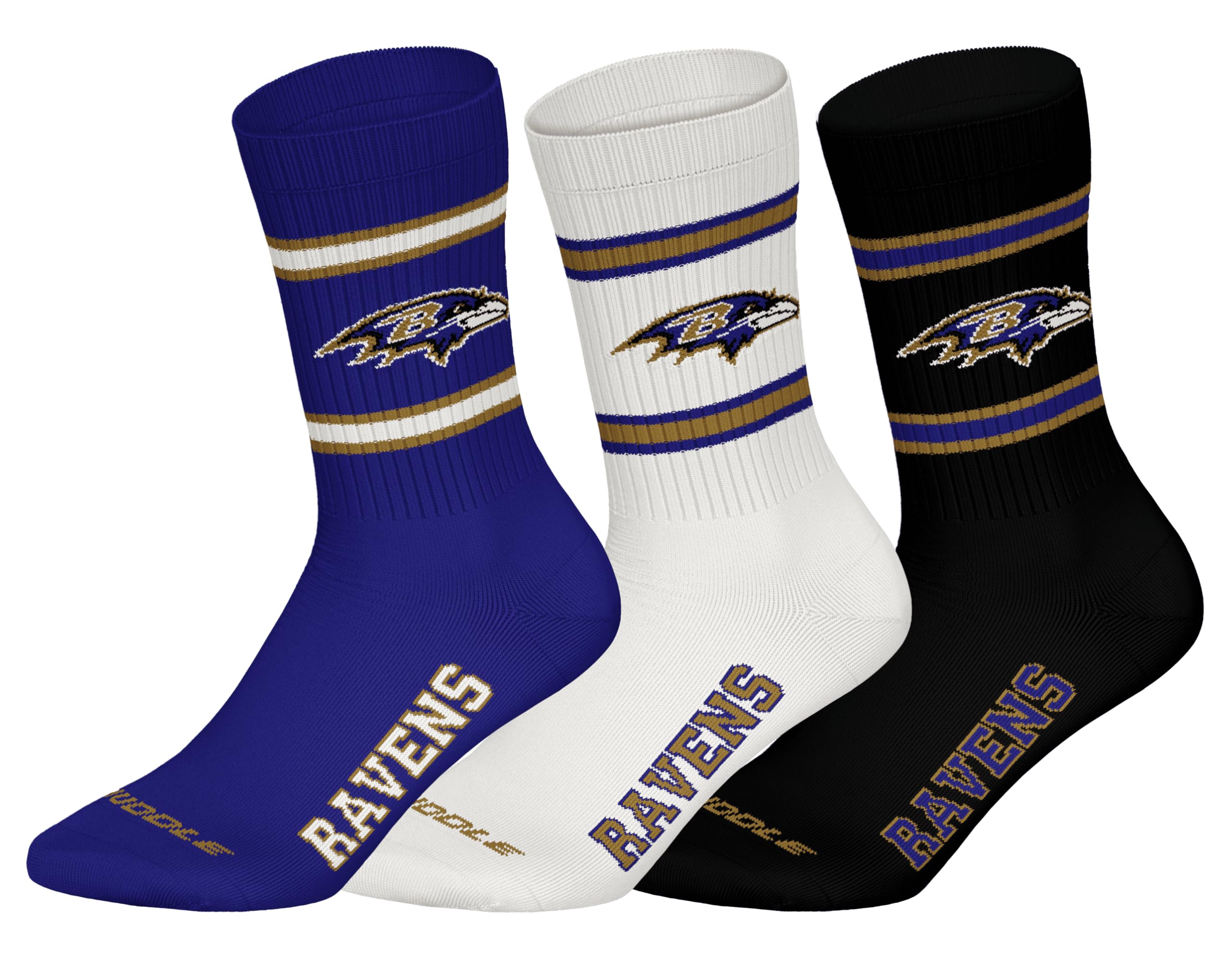 NFL Baltimore Ravens 3pk Crew Socks Unisex Adulto