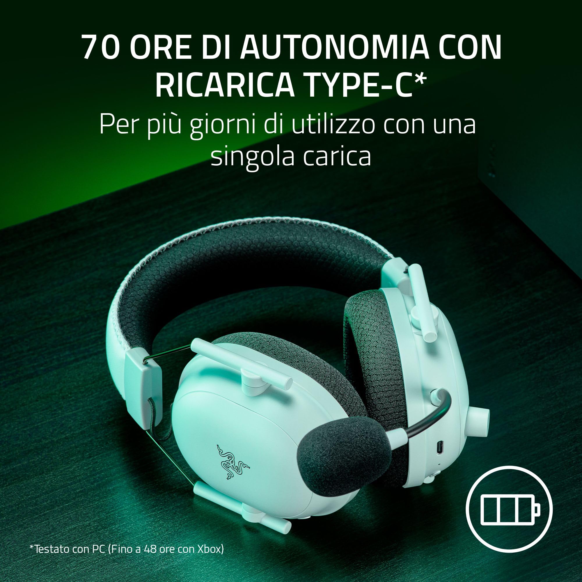 Razer Blackshark V2 Pro (Xbox) - Cuffia E-Sports Senza Fili per Xbox S|X e One (Membrane Triforce da 50mm, HyperSpeed Wireless 2,4 GHz, Microfono HyperClear staccabile) Bianco