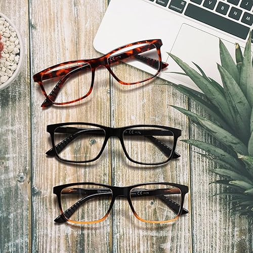 Miniatura 7 de Kerecsen Paquete de 5 lentes de lectura para hombres y mujeres con bisagras de resorte, lentes de moda