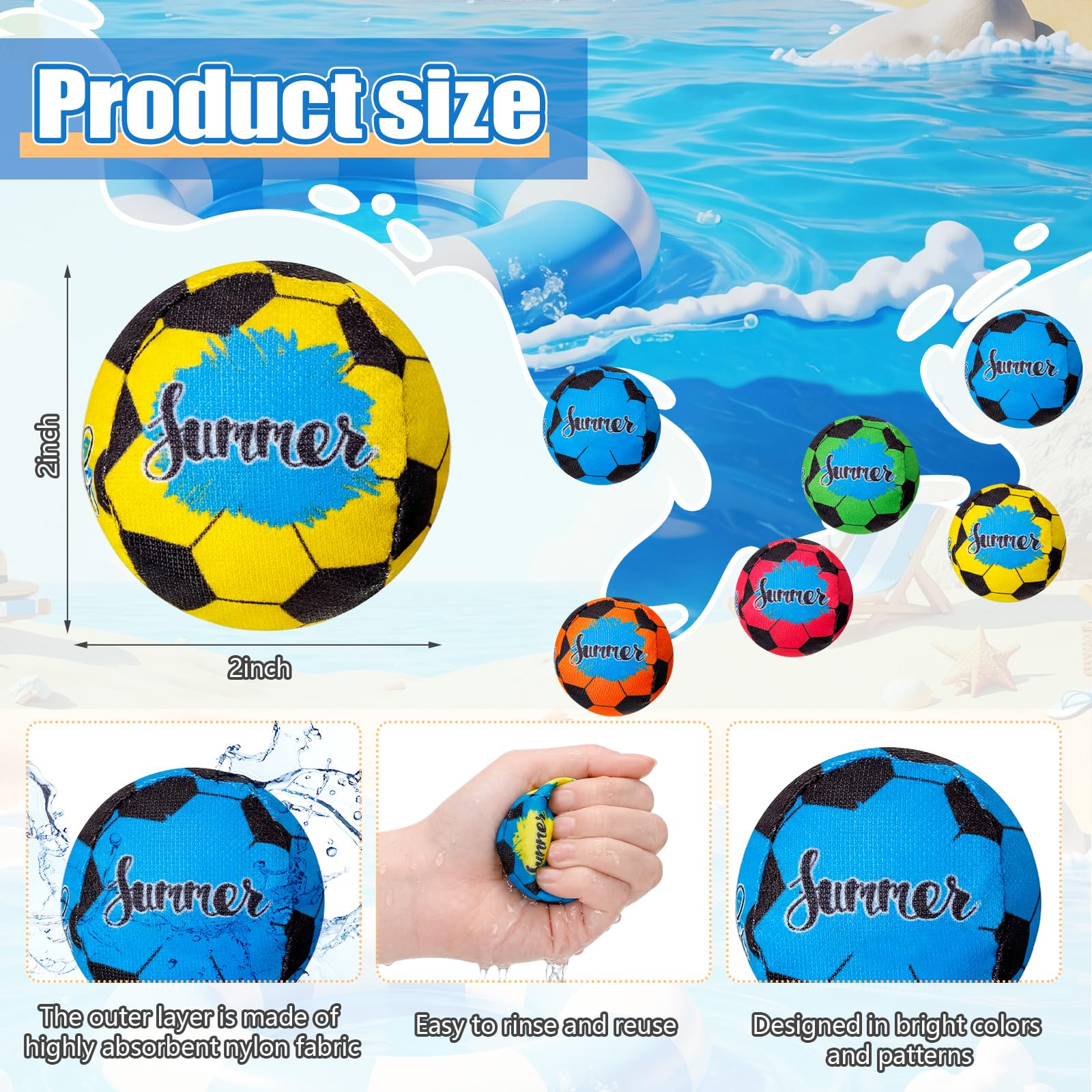 Palline galleggianti riutilizzabili per piscina giocattoli da spiaggia per attività estive all'aperto 5 cm spruzzi d'acqua piccole palline assorbenti sfuse per adulti nuoto spiaggia ammollo