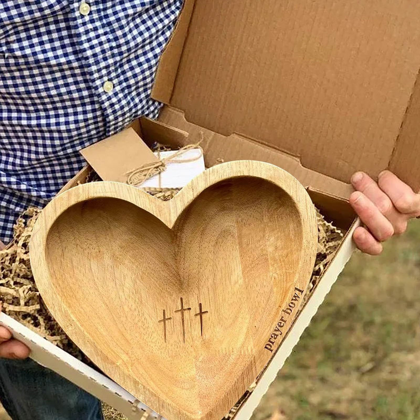 Decorative Bowl Crocon Inch Heart-Shaped Wooden Bowl