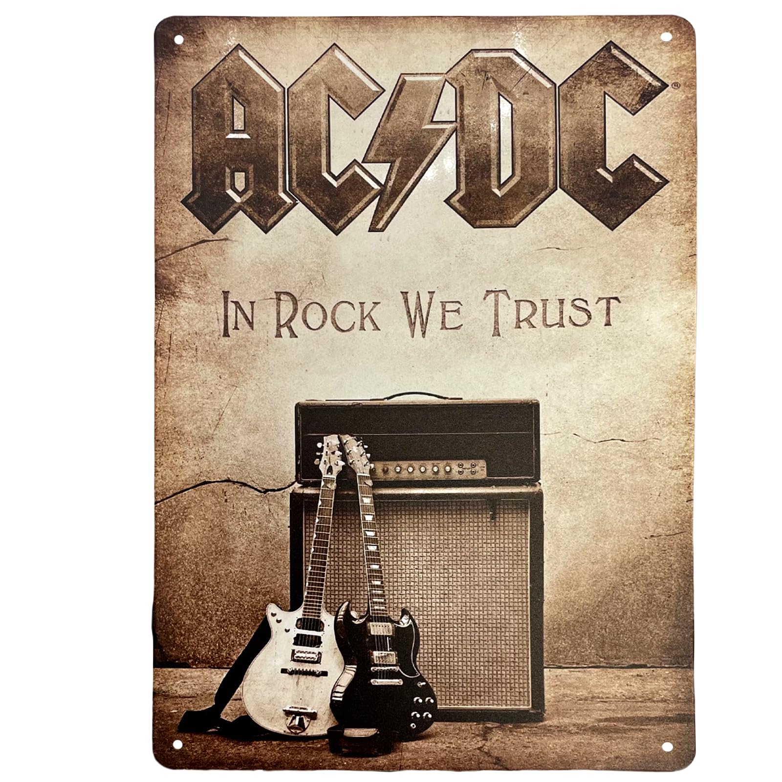 LuxeGlee Wall Sign Decor ''IN ROCK WE TRUST'' Metal Tin Signs Vintage Retro Wall Signage Hanging Sign Art Collection for Bar Pub Gastropub Bistro Cafe — image 1