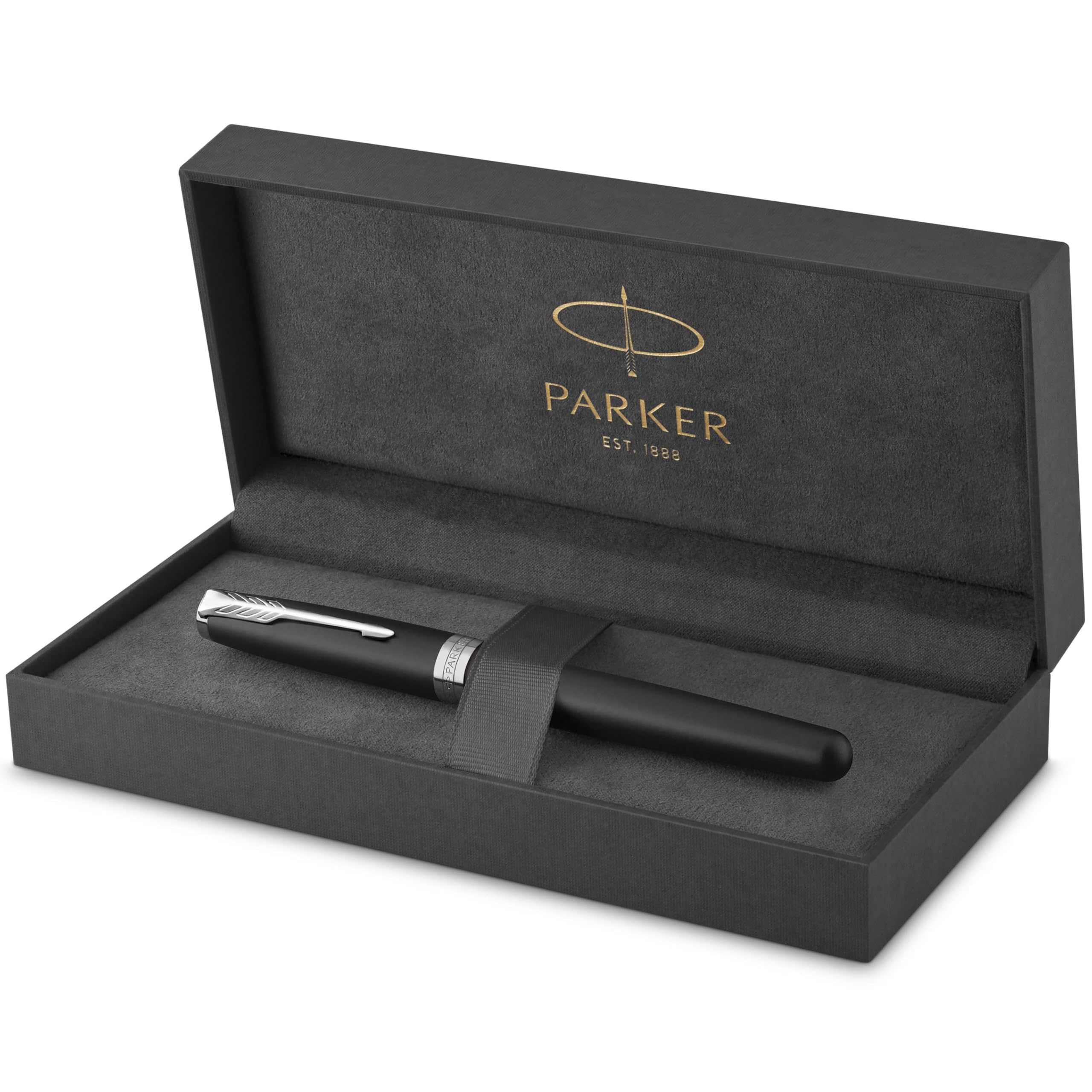 ParkerSonnet Rollerball Pen, Matte Black Lacquer with Palladium Trim, Fine Point Black Ink (1931523), Matte Black and Chrome
