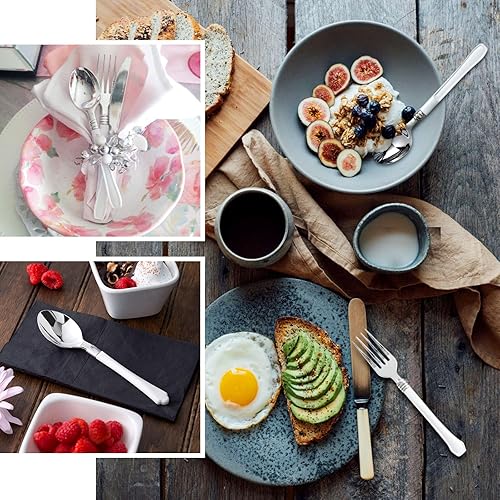 Miniatura 5 de Efavormart - 25 tenedores de plástico con mango blanco de 7 pulgadas para bodas, fiestas, banquetes, eventos, bufés de dulces, colección antigua