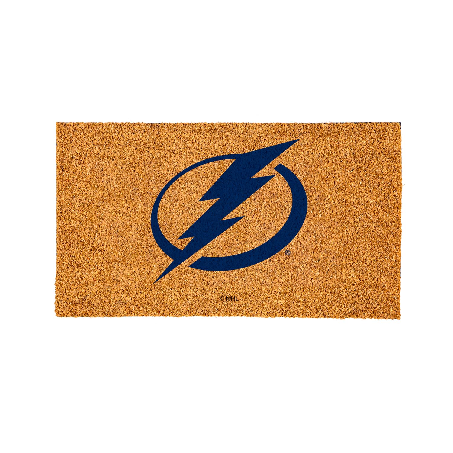 Team Sports America NHL Tampa Bay Lightning Natural Coir Doormat | Official Full Color Team Logo | 28 x 16 Inches | Non Slip Back | Front Door Welcome Floor Mats | Indoor Outdoor Entrance Home Décor