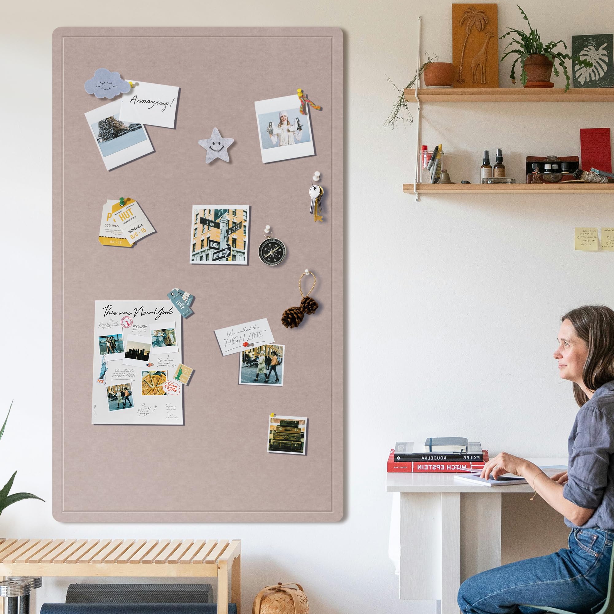 Tablón De Anuncios Grande – Tablero De Fieltro Decorativo De 60 X 36 Pulgadas, Tablero Plegable Extragrande, Alternativa De Corcho Para Notas, Fotos, Fotos, Color Amarillo Jengibre