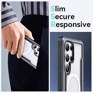 Shield Magnetic Case for RAPTIC Samsung Galaxy S25 Ultra - Compatible with MagSafe, [13FT Shaft-Grade Fall Protection], Durable Anodized Shockproof Aluminum Frame Thin Samsung S25 Ultra Case