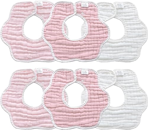 Miniatura 11 de MUKIN Toalla babeante para bebé, baberos a presión, baberos de muselina, paquete de 6, ajustable, algodón suave