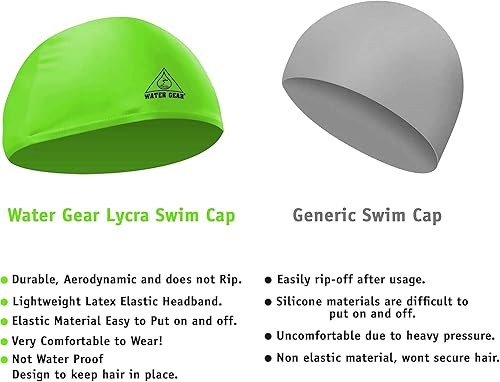 Vista 39 de Water Gear Synthetic Fiber Swim Cap - Comfortable and Durable Swimming Cap - Keeps Short or Long Hair Dry marino