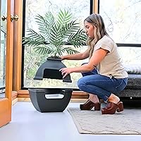 Vista 149 de Good Pet Stuff Kit original de caja de arena oculta y forro reutilizable, maceta redonda cerrada con plantas artificiales, sistema de filtro de olor