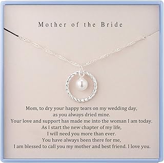 Mother of The Bride Necklace from Bride Sterling Silver Necklace for Mother of The Bride Gifts from Groom for Mom Birthday Gifts Wedding Gift