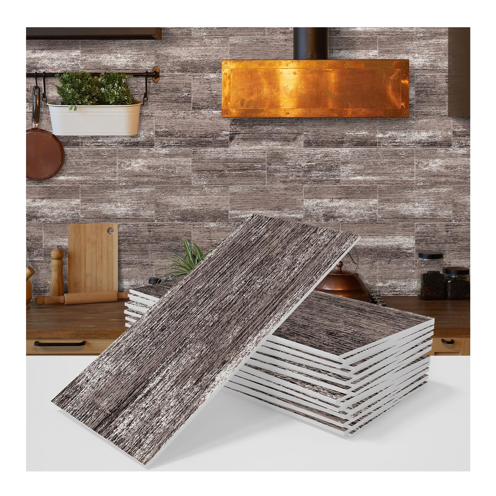 Autocollants Carrelage Imitation Bois Uziqueif - 20x10cm - Imperméables, Adhésifs Forts - Pour Cuisine & Salle De Bain