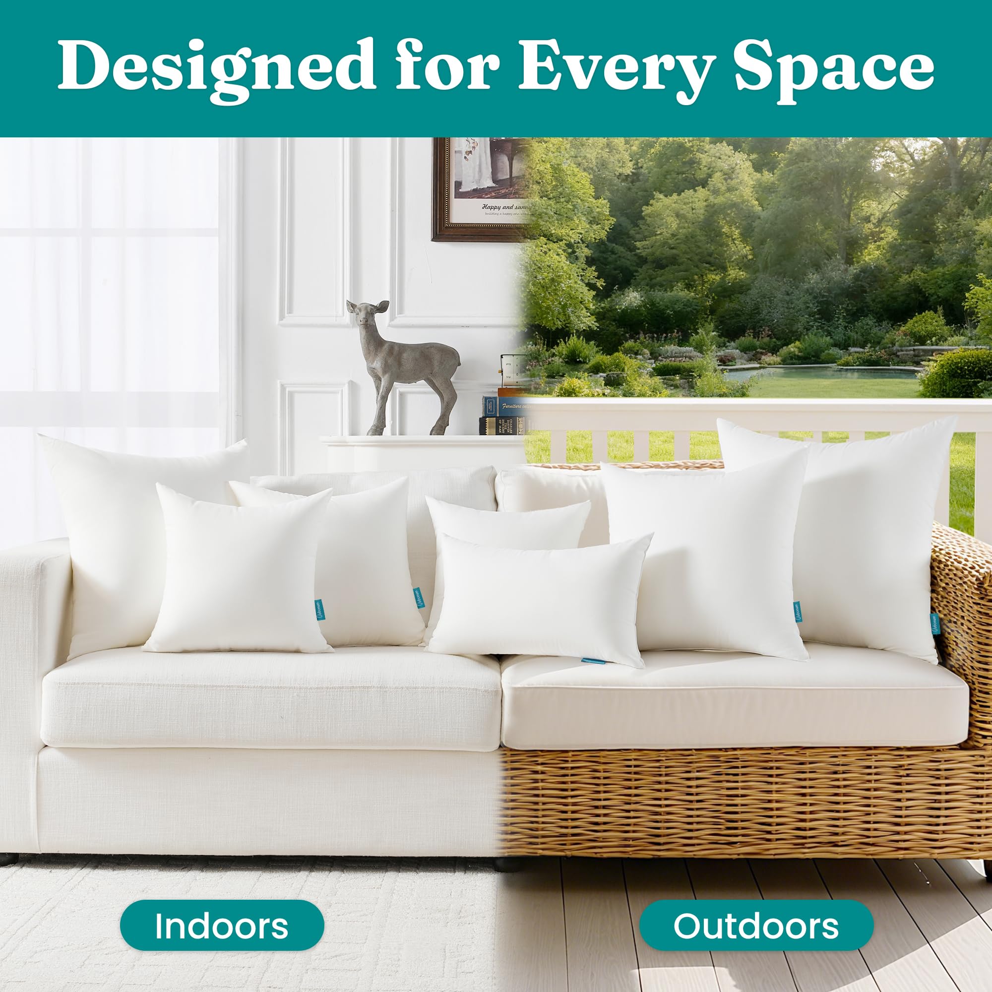 Waterproof Outdoor Pillow Inserts - Set of 2 -6 Waterproof Outdoor Pillow Inserts - Set of 2 -6