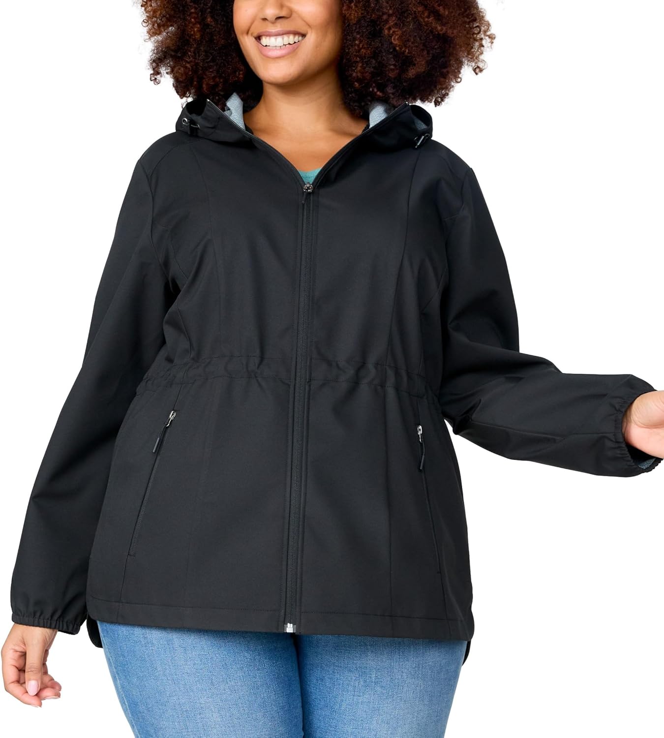 Free Country Women's Raincoat Jacket X2O Fleece Water Resistant Windbreaker Lightweight Rain Jackets Hiking Outdoor-Anorak