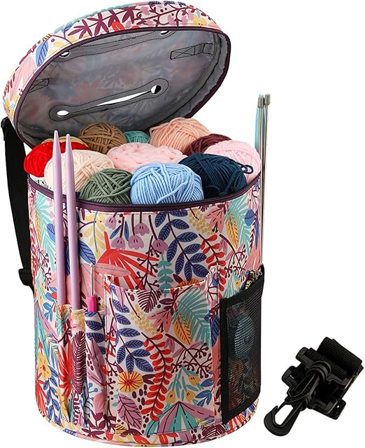 Coopay Knitting Bag, Knitting Crochet Projects Bag, Knitting Bags for Wool and Needles Storage, Yarn Storage Bags With Pockets for Accessories, Wool Holder Knitting Organizers Craft Bag, Forest