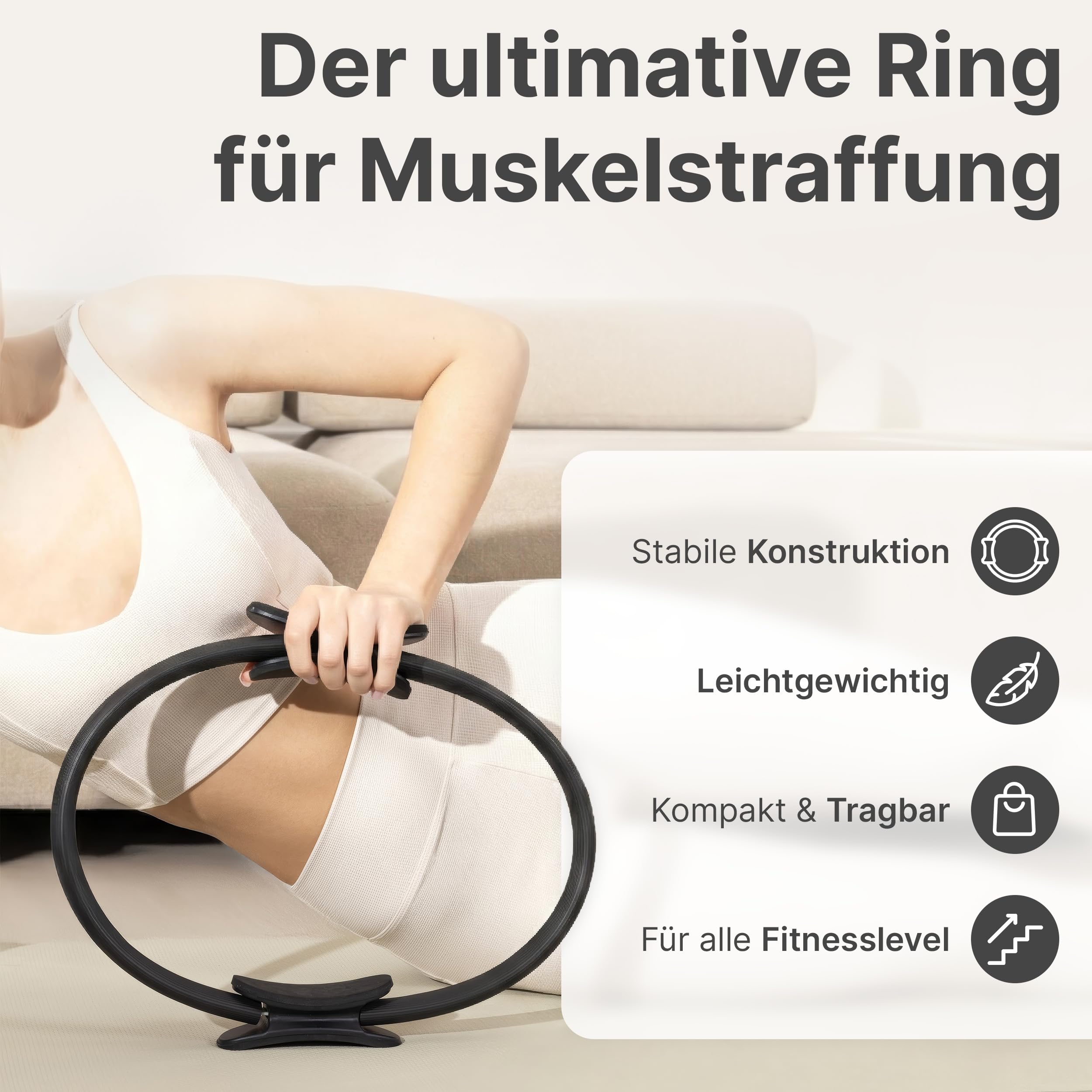 Pilates Ring - 37 cm Fitnessring für Beckenboden, Core und Beine, Widerstandsring für Zuhause, Trainingsring im Essential Kit, Magic Circle für Stretching & Yoga