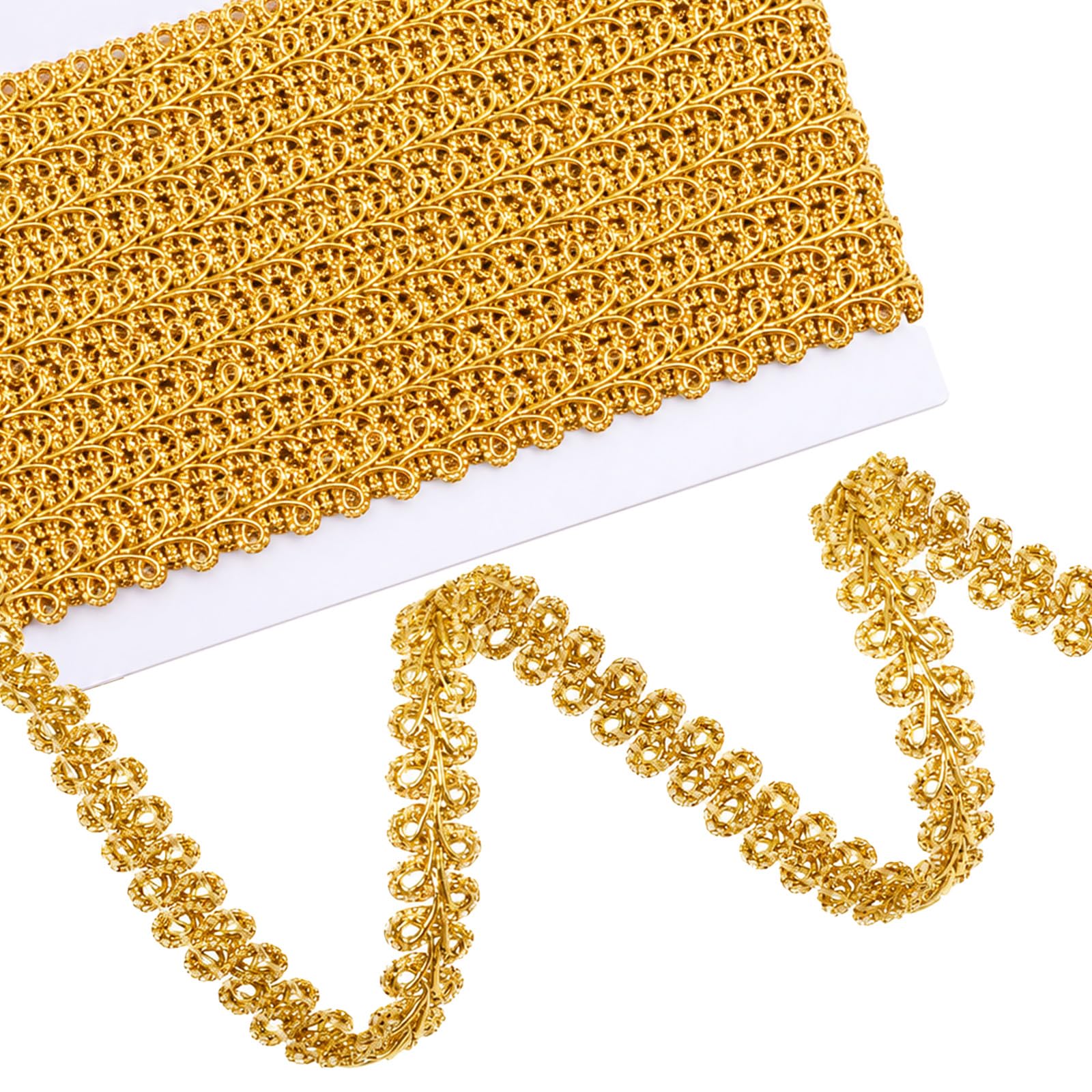 ZEYIYER 15Yards Gold Lace Trim 0.55in Wide Braid Gold Lace Ribbon