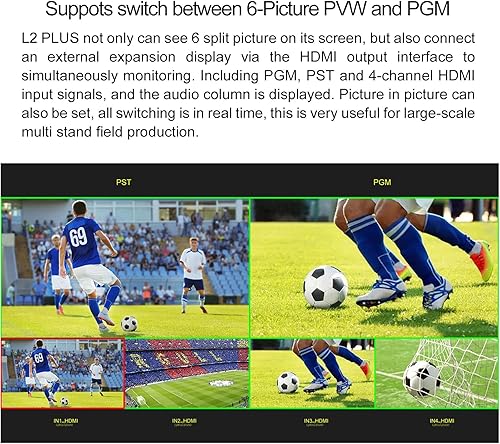 Miniatura 2 de FEELWORLD L2 Plus Conmutador mezclador de video multicámara con pantalla táctil LCD de 5.5 pulgadas 4 entradas HDMI Control PTZ Chroma Key Logo